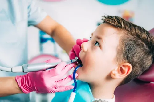 A young patient during a gentle dental check-up